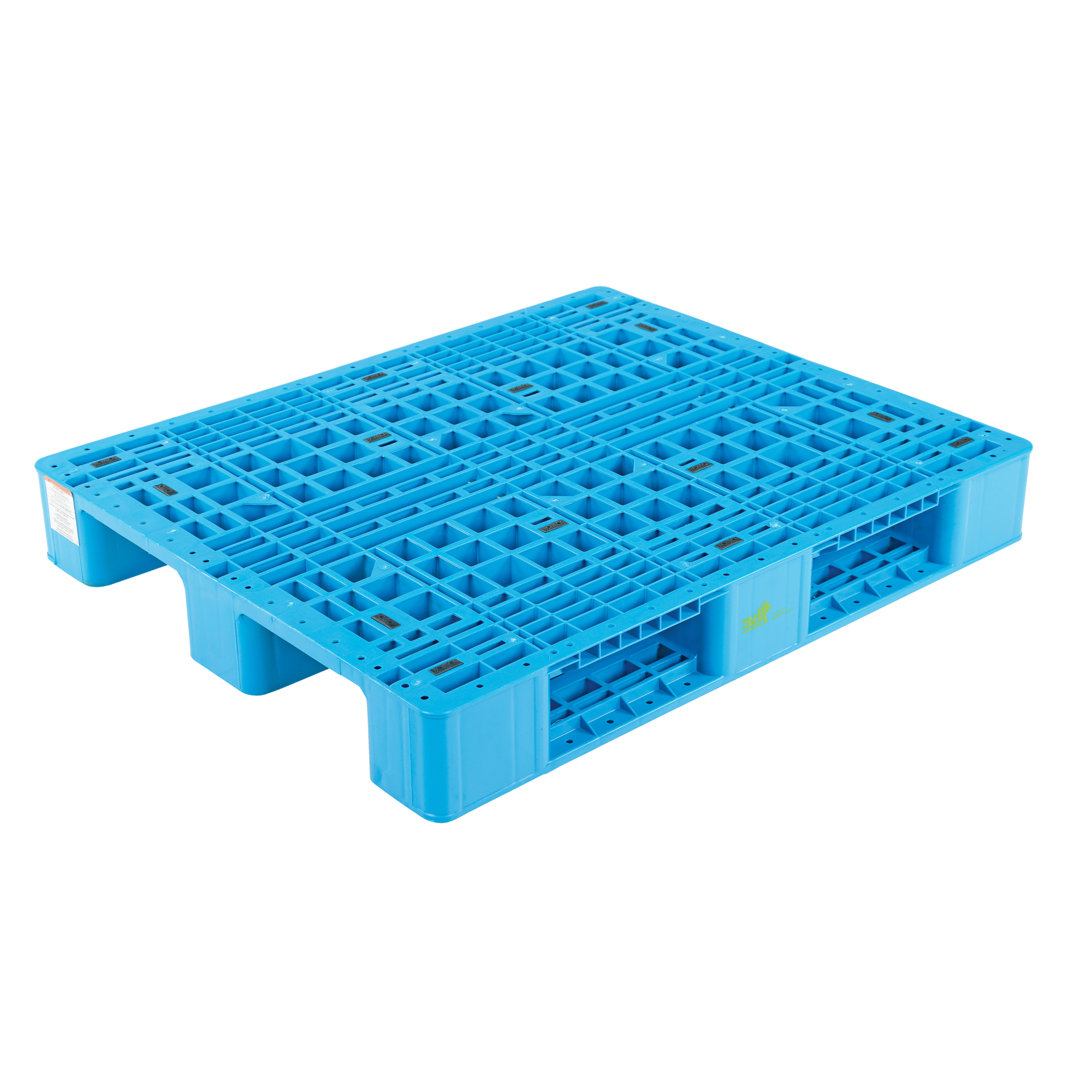 Vestil Solid Top Stackable Pallet/Skid - 39.25in. x 47.125in. x 6.5in., High-Density Polyethylene, Blue, Model# PLPR-4840-ST